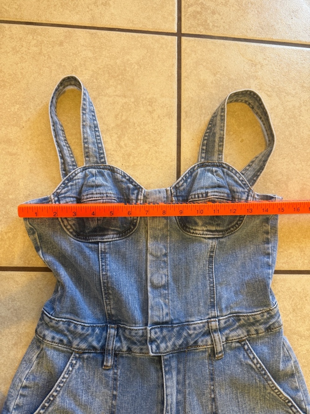 Steve Madden Medium Blue Denim Wide-Leg Jumpsuit - Picture 7 of 13